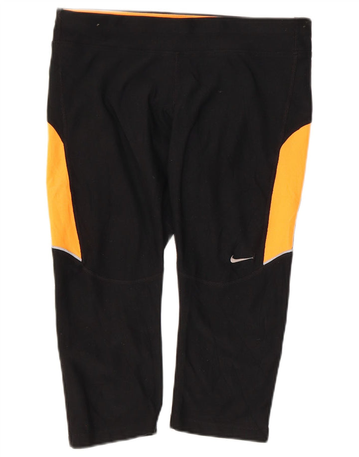 NIKE Leggings capri Dri Fit para mujer UK 44 Mediano Negro Colorblock