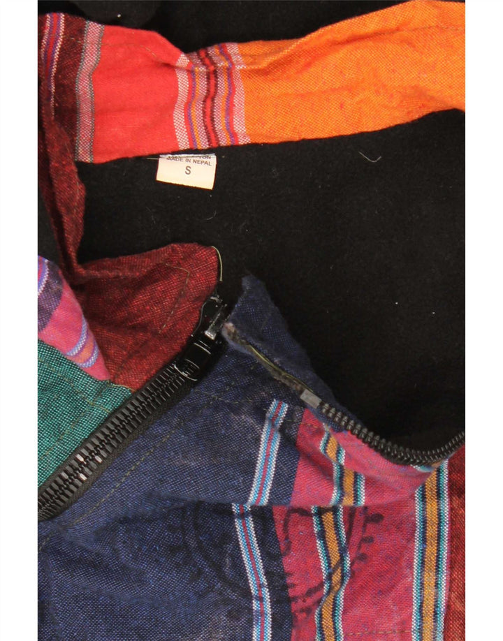 Vintage hombres con capucha Anorak chaqueta Reino Unido 36 pequeño patchwork multicolor azteca