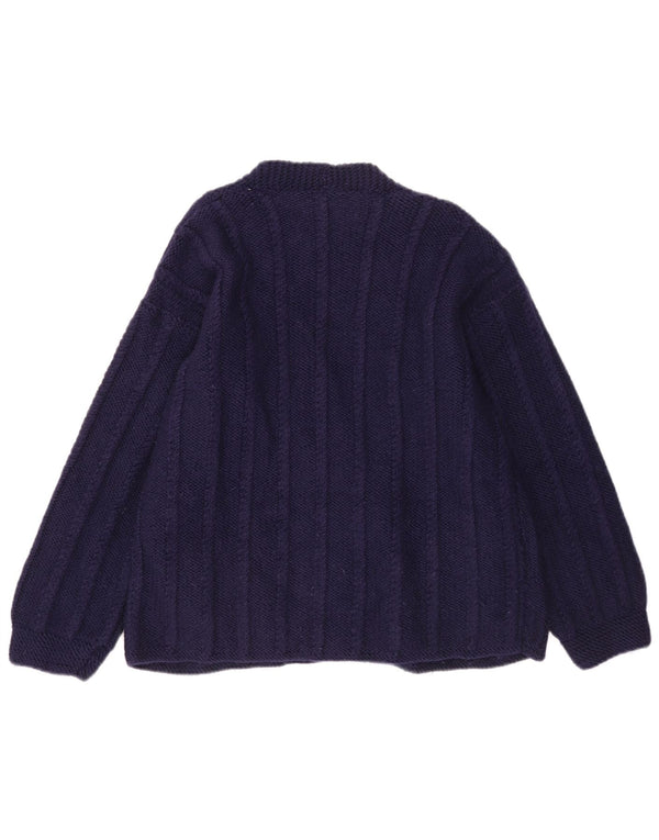 Vintage mujer Cardigan suéter Reino Unido 16 grande azul marino