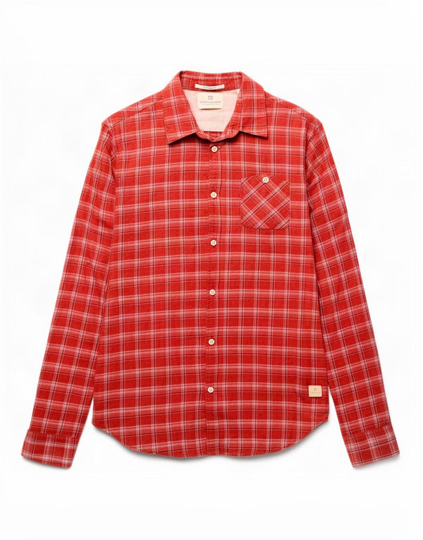 Camisa Scotch & Soda Hombre Medium Red Check Algodón