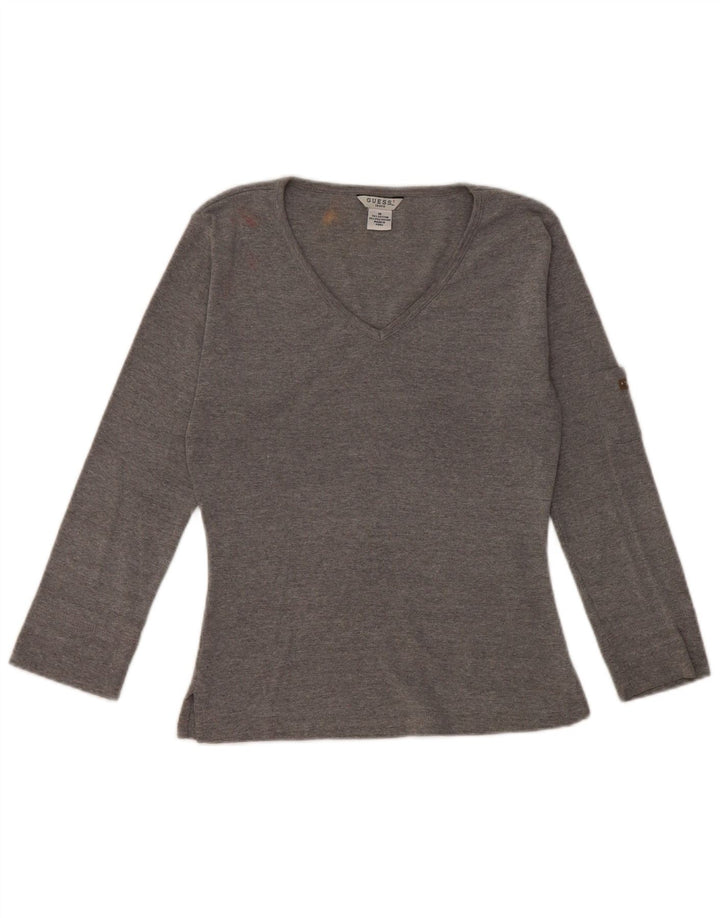 Guess Top corto para mujer de manga larga UK 42 Algodón gris medio