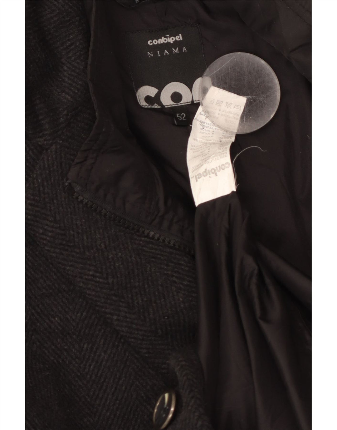 CONBIPEL Abrigo Niama para hombre IT 52 Lana de espiga negra grande