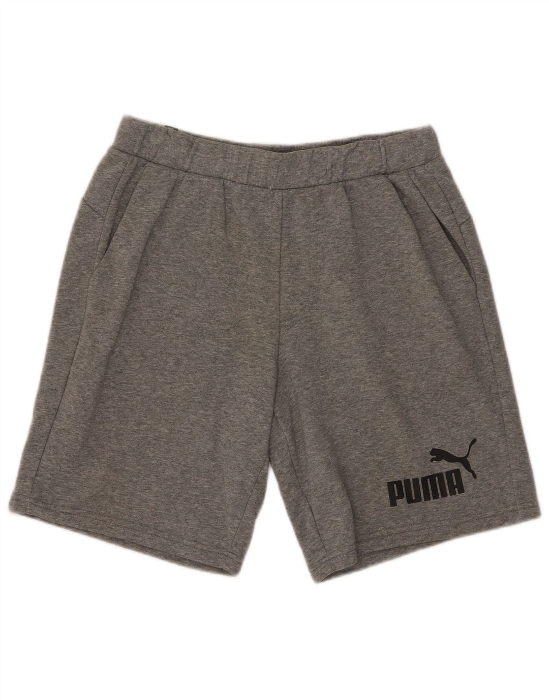 Pantalones cortos deportivos con gráficos Puma para hombre de algodón moteado en gris medio