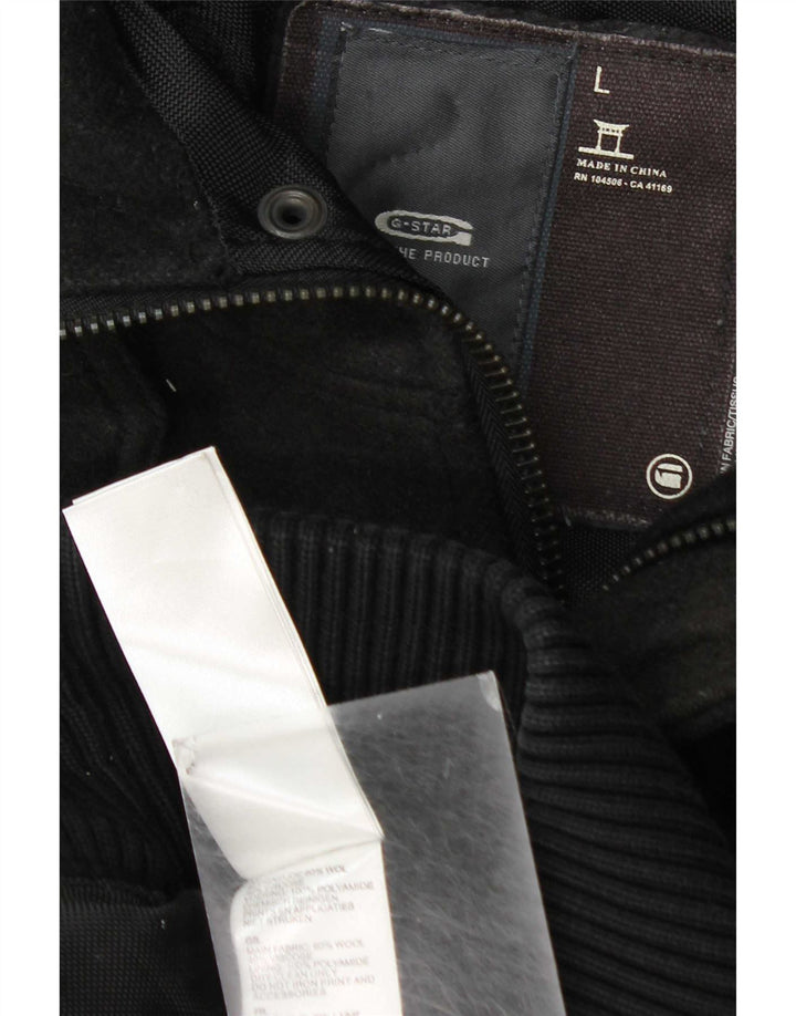 G-Star Chaqueta bomber con capucha para hombre UK 40 Large Black Check Wool