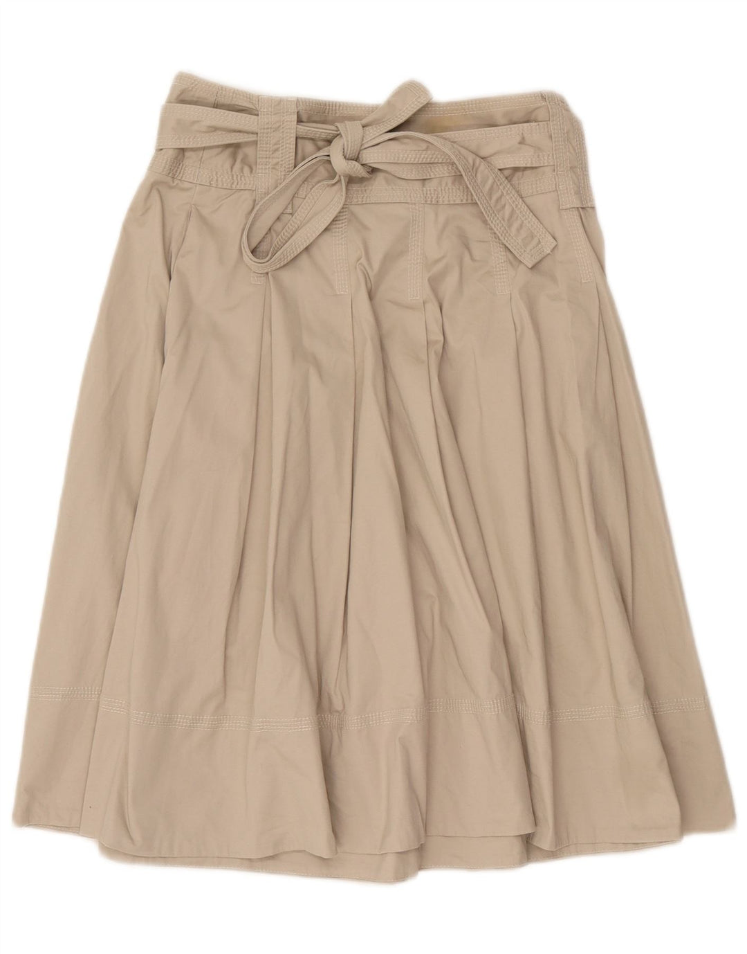 Zara Mujer Falda Plisada Acampanada Mediana W28 Algodón Beige