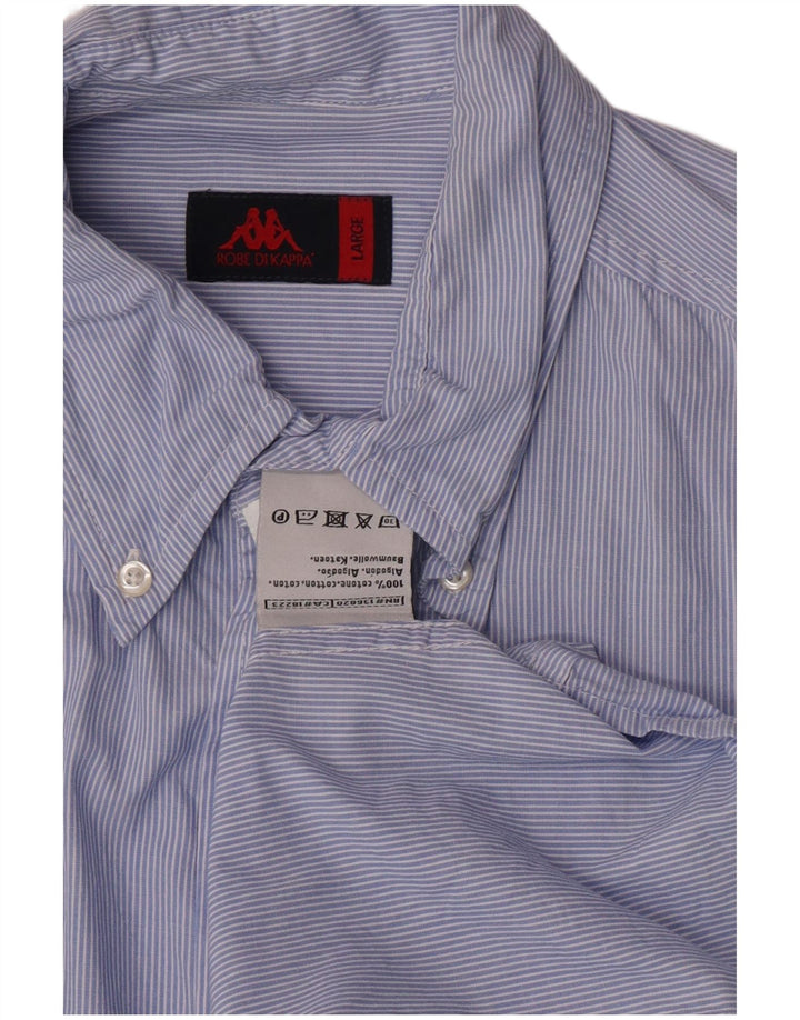 Camisa Kappa Hombre Large Azul Rayas Algodón