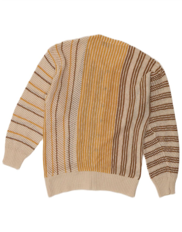 Cellini - Cárdigan para mujer, talla 40, tamaño mediano, color blanco roto, a rayas