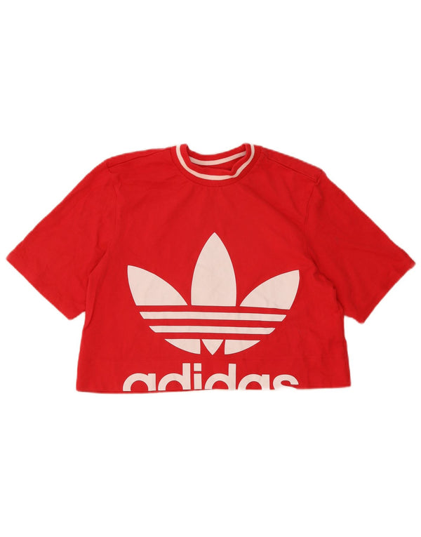 Adidas Camiseta corta gráfica para mujer Top UK 8 Small Red Cotton
