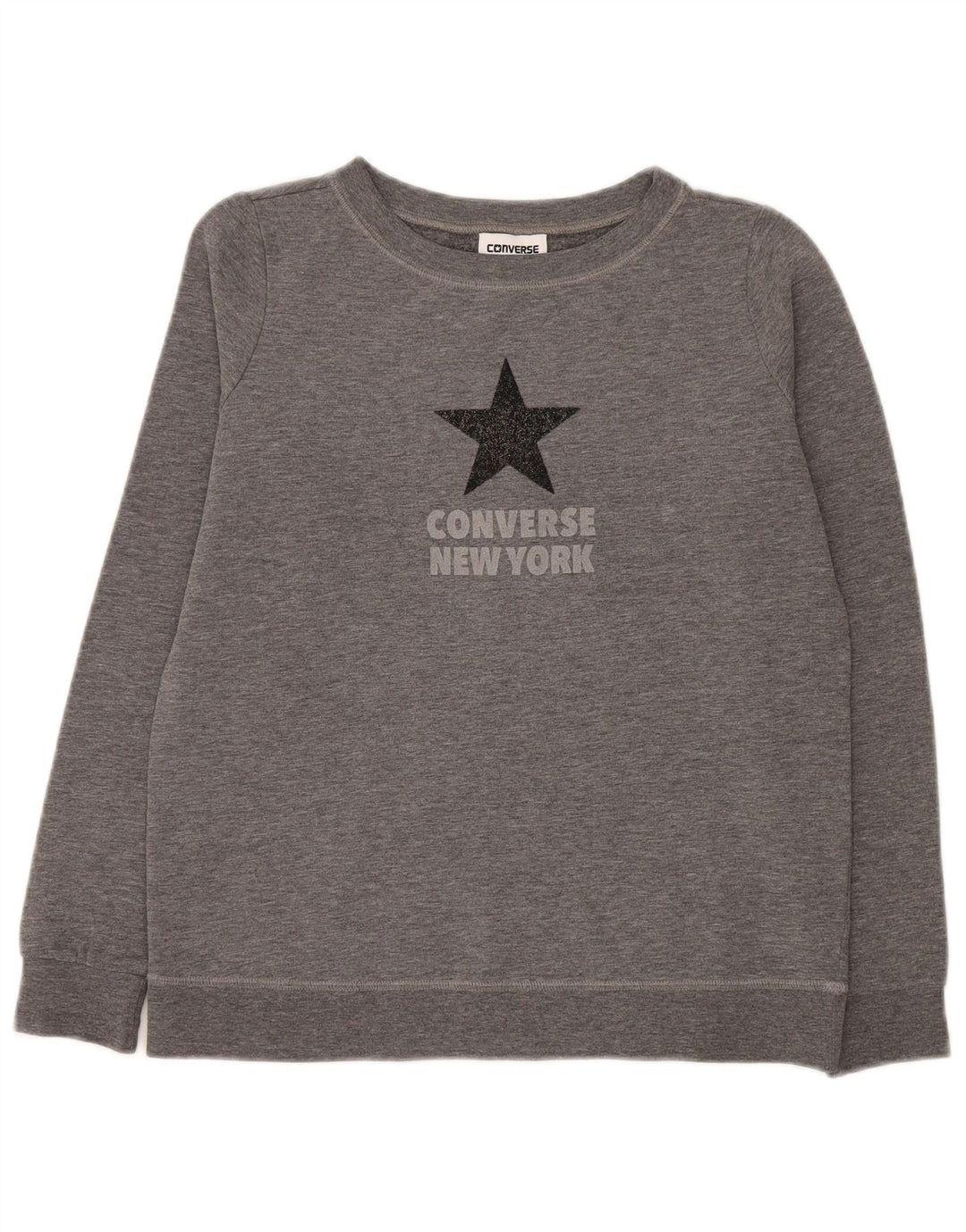 Converse Sudadera de gran tamaño con gráfico para mujer UK 6 XS Gris moteado