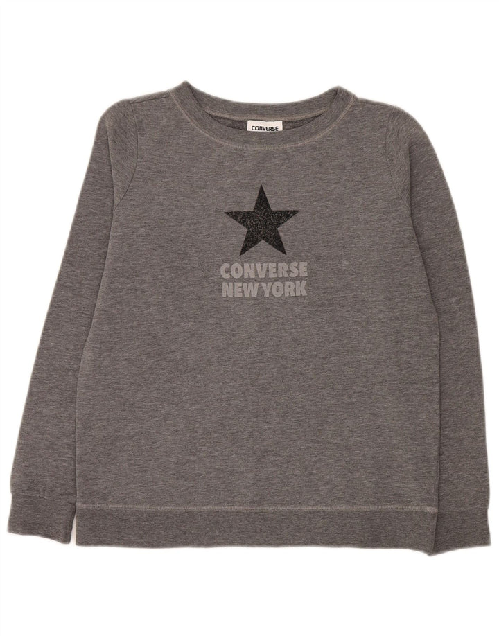 Converse Sudadera de gran tamaño con gráfico para mujer UK 6 XS Gris moteado