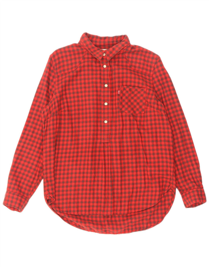 Levi's Camisa de franela tipo jersey para mujer Reino Unido 46 Algodón a cuadros rojo grande
