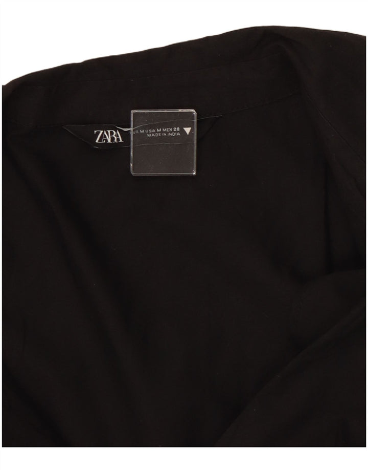 Zara Vestido Camisero Mujer UK 44 Mediano Negro