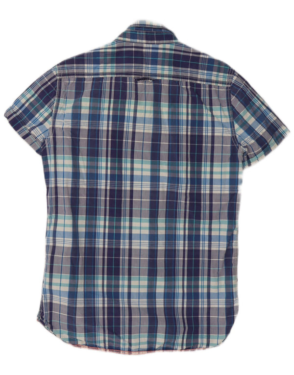 Superdry Camisa De Manga Corta De Algodón A Cuadros Azul Medio