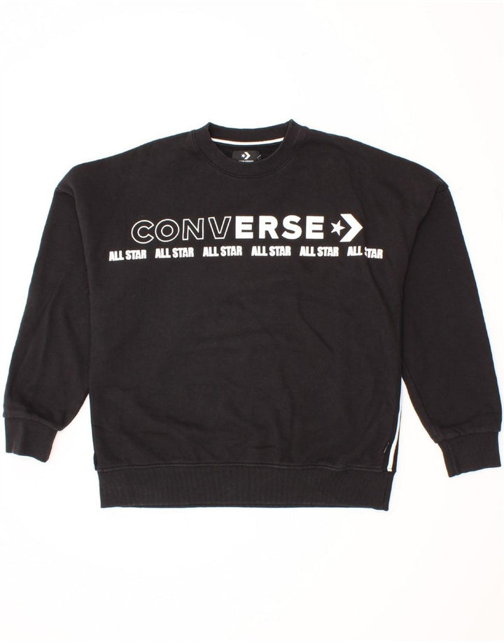 CONVERSE Mens Graphic Sweatshirt Jumper Medium Black Cotton Vintage Converse and Second-Hand Converse from Messina Hembry 