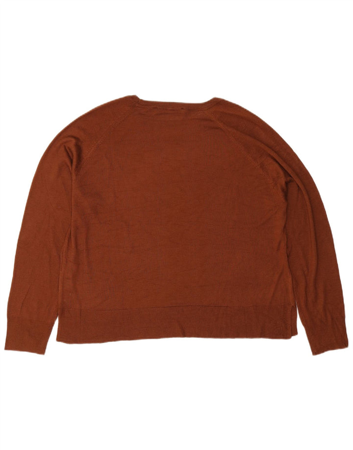 Zara Jersey oversize con cuello barco para mujer, talla 44, viscosa marrón medio