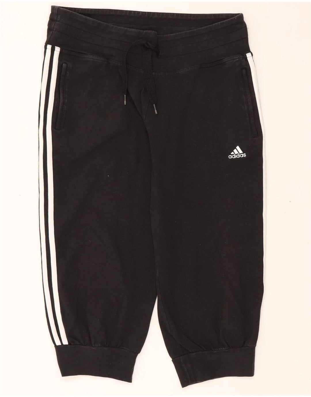 ADIDAS Mujer Capri Chándal Pantalones Joggers UK 16 Grande Negro Algodón