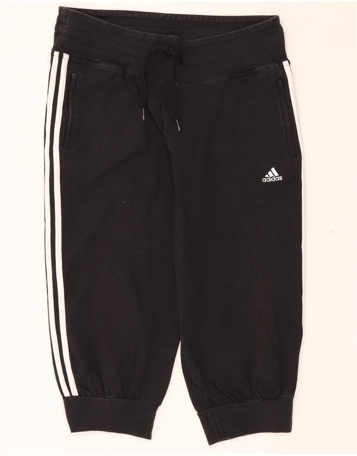 ADIDAS Mujer Capri Chándal Pantalones Joggers UK 16 Grande Negro Algodón