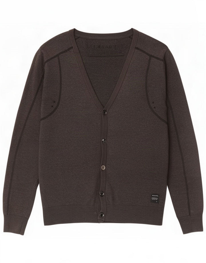 Jack & Jones Suéter tipo cárdigan para hombre pequeño gris