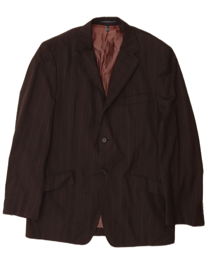 Zara Chaqueta tipo blazer de 2 botones para hombre EU 52 Grande Lana a rayas negras