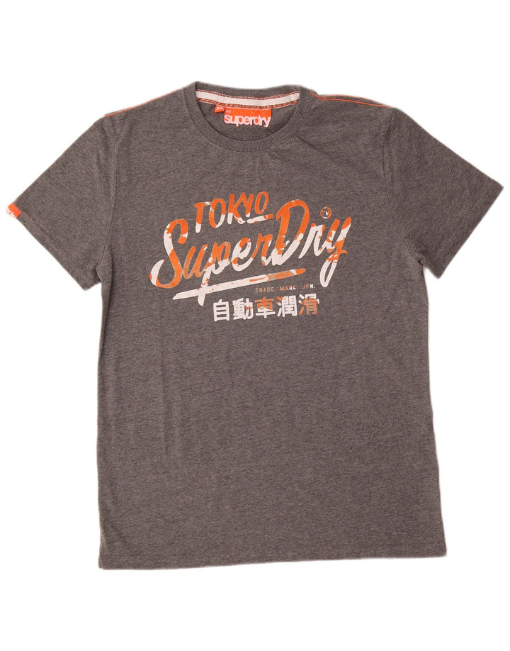 Superdry Hombre Camiseta Gráfica Top XL Algodón Gris