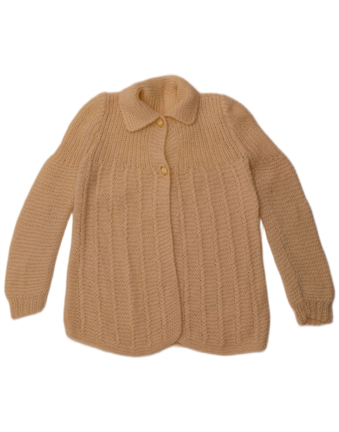 Vintage mujer Cardigan suéter Reino Unido 14 Medio Beige