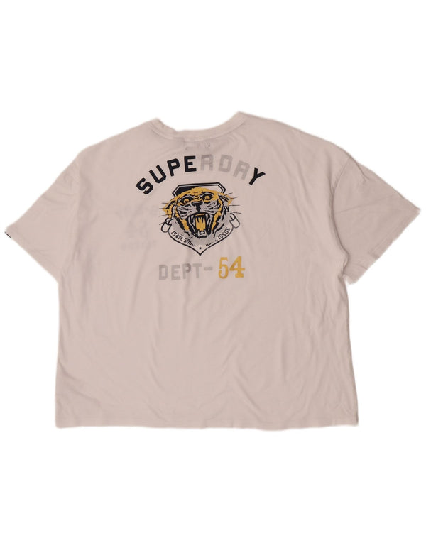Superdry Camiseta Corta Extragrande con Gráfico para Mujer UK 46 Grande Algodón Blanco