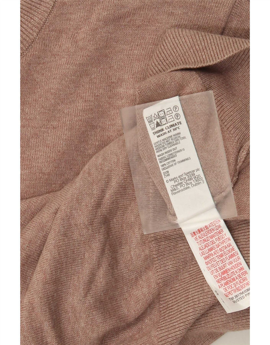 Marks & Spencer Jersey de cuello redondo para hombre de algodón rosa medio