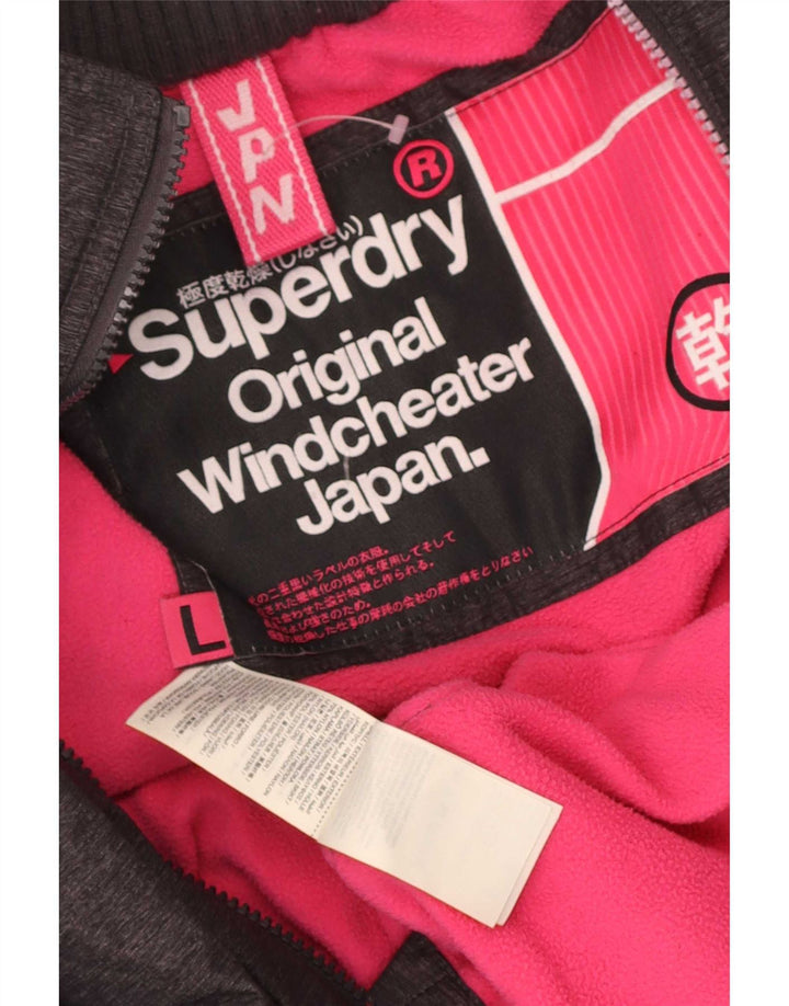 Superdry Chaqueta cortavientos con capucha Windcheater para mujer, talla 40, color gris