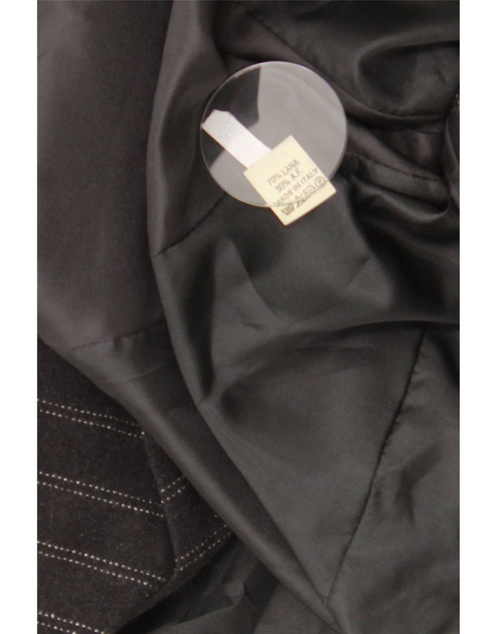 Vintage mujer chaqueta blazer de doble pecho IT 48 XL lana de rayas negras