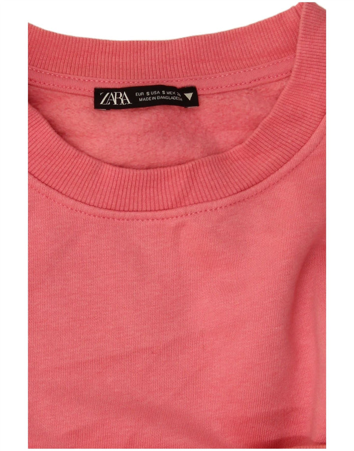 Zara Mujer Crop Oversize Sudadera Jumper UK 10 Small Rosa