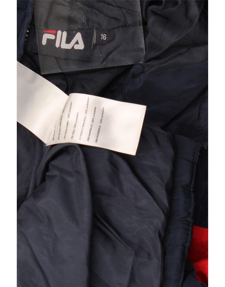 FILA Chaqueta acolchada con capucha para niño 15-16 años Azul marino Poliéster color block