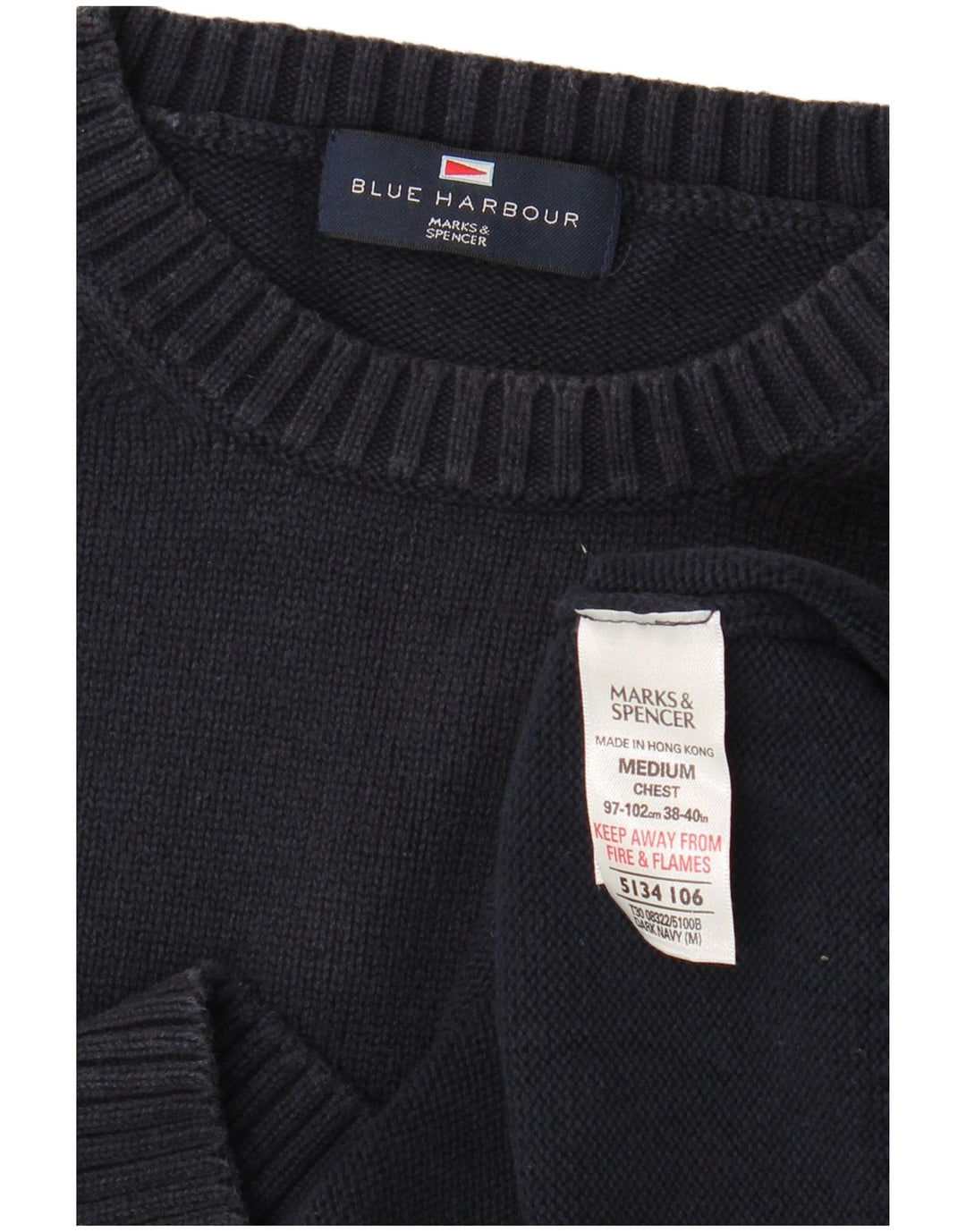 MARKS & SPENCER Jersey de cuello redondo para hombre UK 38/40 Azul marino mediano
