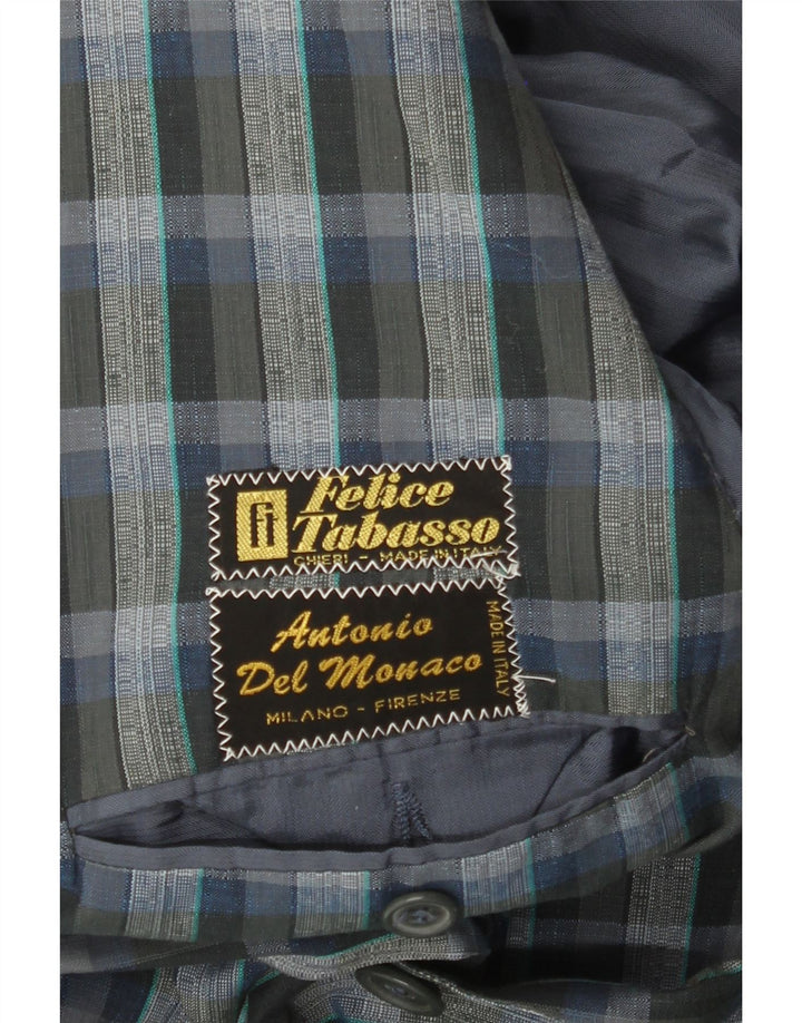 Vintage hombres 2 botones Blazer chaqueta Reino Unido 38 cheque gris medio