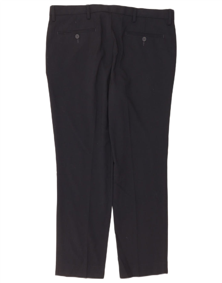 Marks & Spencer Pantalón chino ajustado para hombre W36 L29 Poliéster azul marino