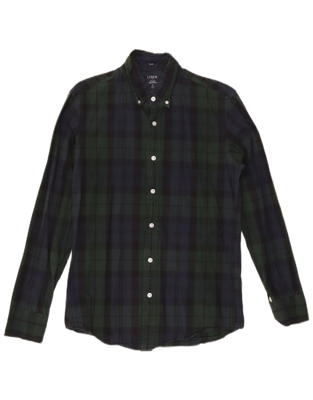 J. Crew Camisa ajustada para hombre de algodón a cuadros verdes pequeños