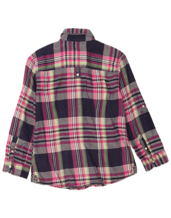 HOLLISTER Camisa de franela para mujer UK 6 XS Algodón a cuadros azul marino