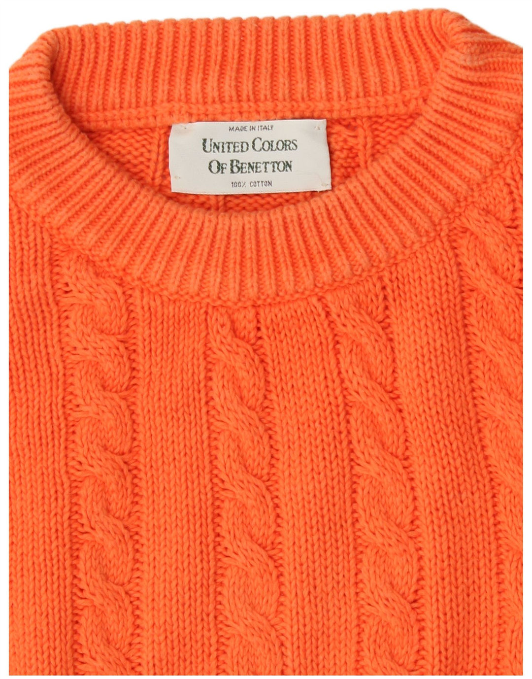 Benetton Jersey De Cuello Redondo Para Mujer ES 44 Mediano Naranja Algodón