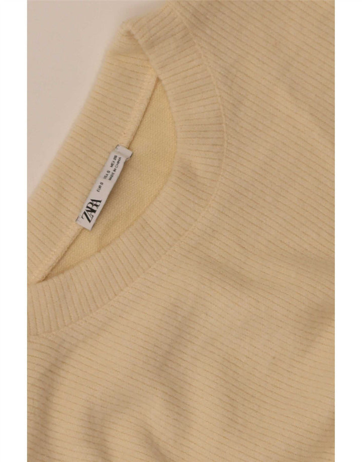 Zara Mujer Top Manga Larga UK 10 Small Amarillo