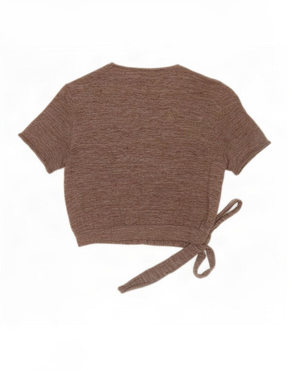 Zara Cárdigan cruzado de manga corta para mujer, UK 44, grande, moteado en beige