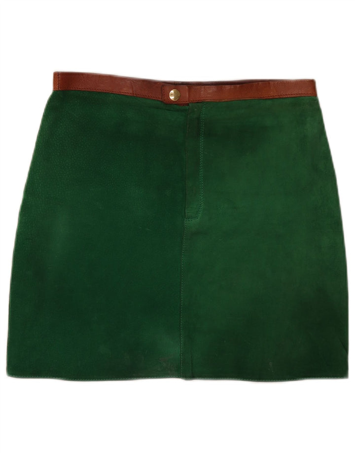 Minifalda vintage de ante para mujer W30 verde medio