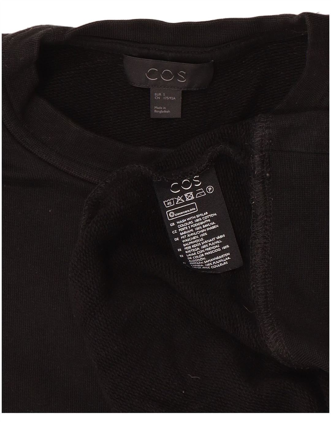 Cos Mens Sudadera Jumper Pequeño Algodón Negro