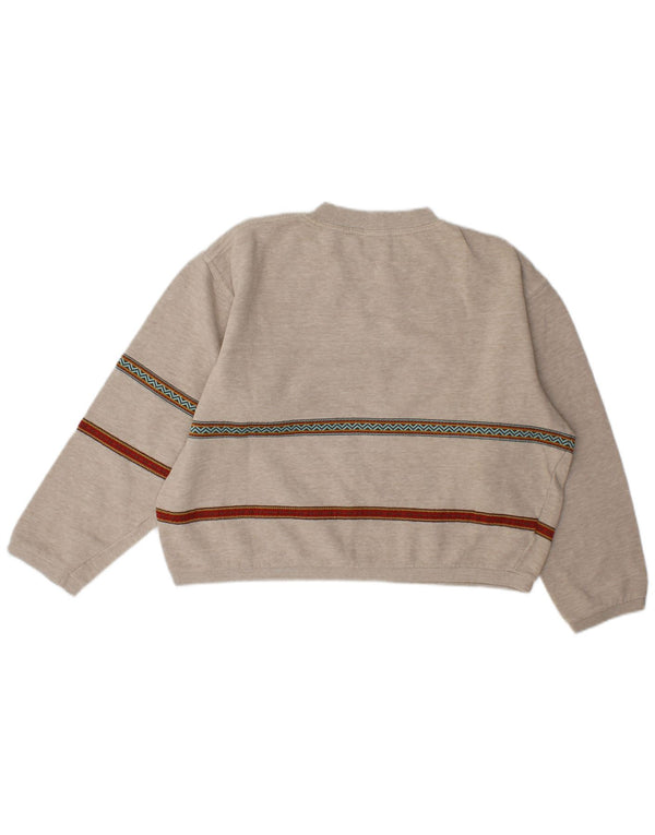 Stefanel - Sudadera con gráfico corto para mujer, talla 40, color gris medio a rayas
