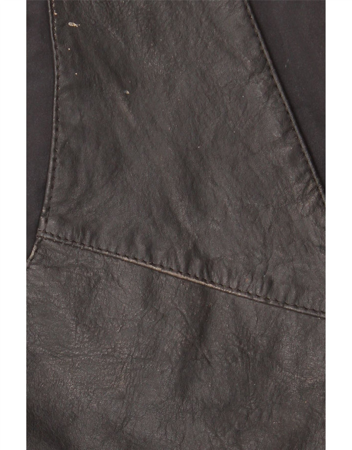 Chaleco de cuero vintage para hombre grande negro