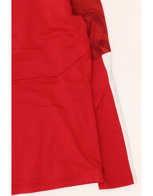 PUMA Mens Zip Neck Pullover Tracksuit Top Medium Red Colourblock Polyester