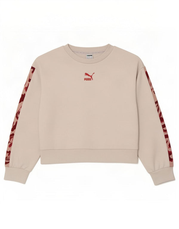 Puma Mujer Graphic Crop Sudadera Jumper UK 14 Mediano Algodón Blanco