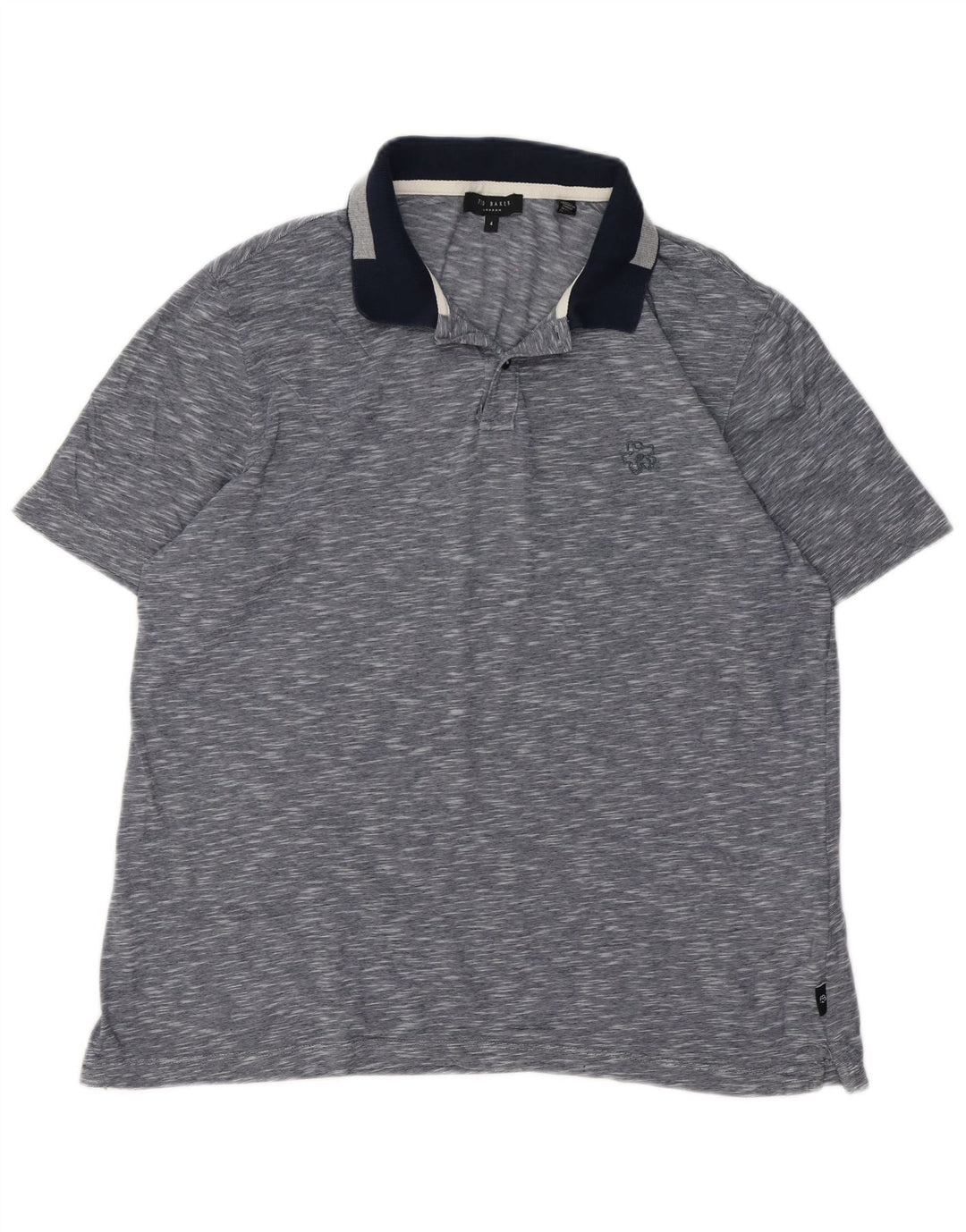 Ted Baker Polo para hombre talla 4 grande algodón moteado azul marino