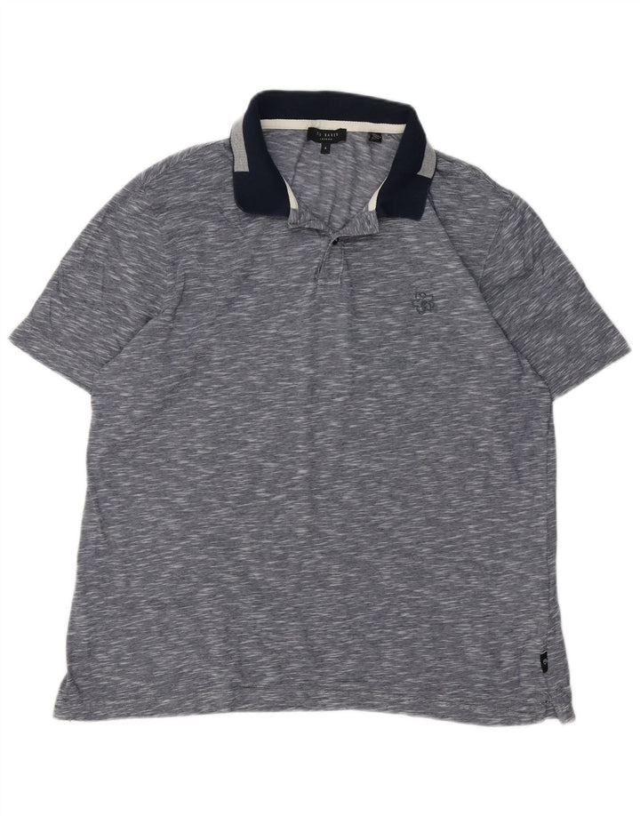Ted Baker Polo para hombre talla 4 grande algodón moteado azul marino