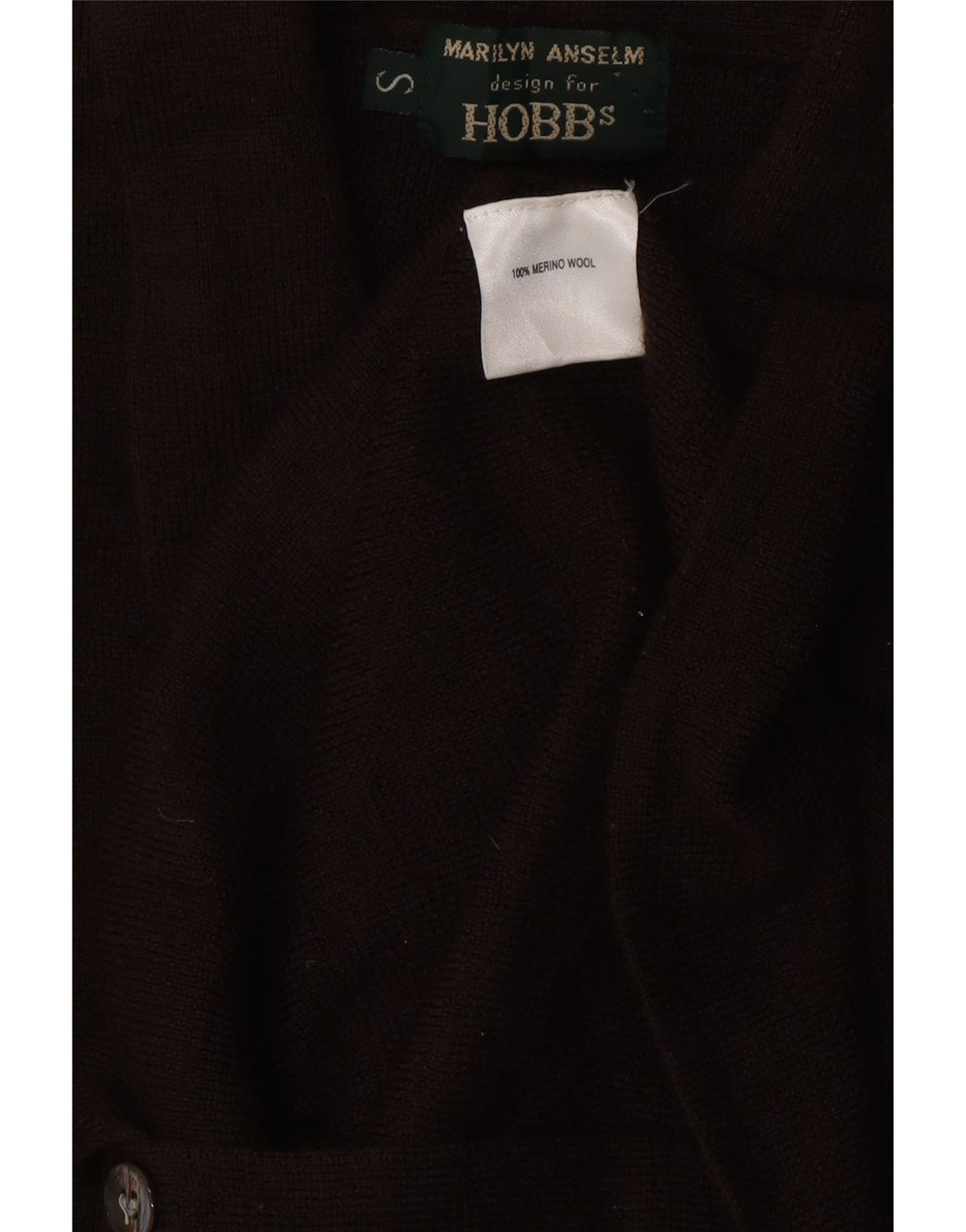 HOBBS Suéter tipo cárdigan para mujer UK 8 Small Brown Lana merino