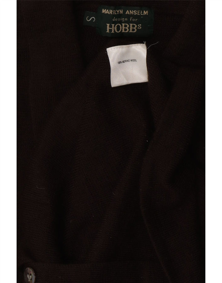 HOBBS Suéter tipo cárdigan para mujer UK 8 Small Brown Lana merino