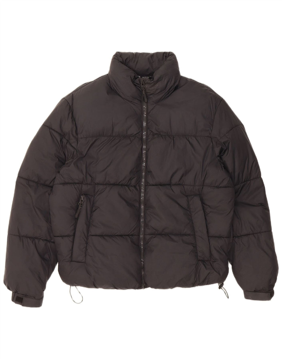 Zara Mujer Chaqueta Acolchada Extragrande UK 10 Small Nylon Negro